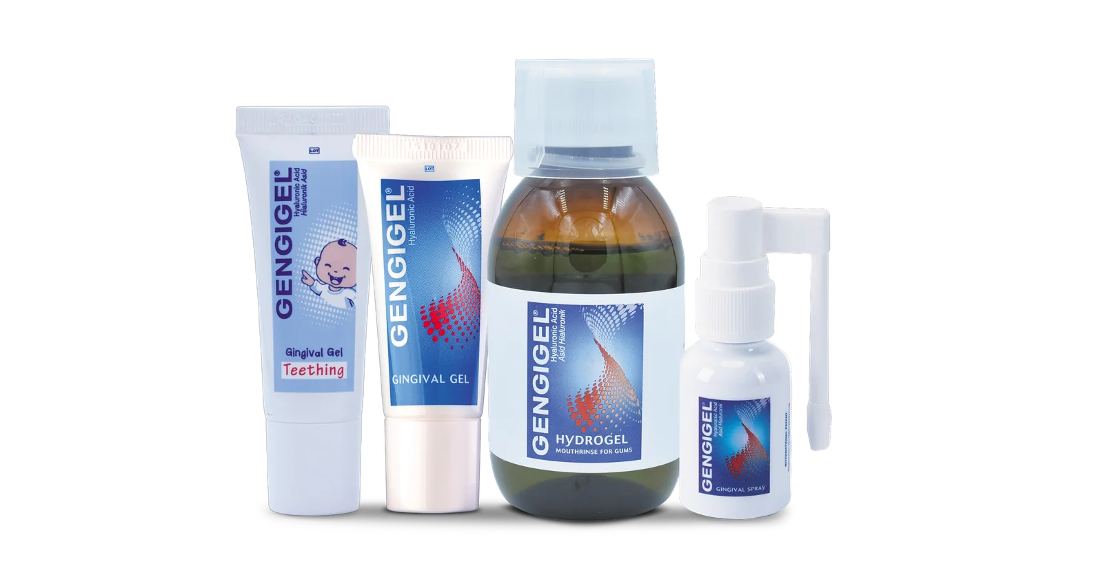 The GENGIGEL® range: Teething gel, Gingival gel, Hydrogel mouthrinse and Gingival spray